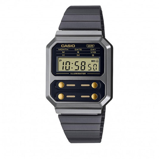 Casio Retro Digital Chrome-plated Unisex Watch (A100WEGG-1ADF)