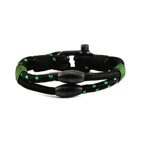 Armo Stainless Steel, Black and Green spec Nylon, Shackle and a Double Barrel clasp