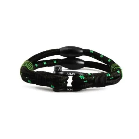 Armo Stainless Steel, Black and Green spec Nylon, Shackle and a Double Barrel clasp