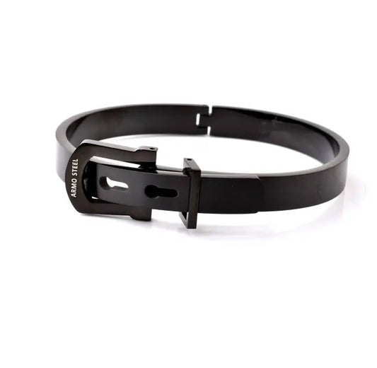 Armo Solid Black Flat Steel Buckle Clasp