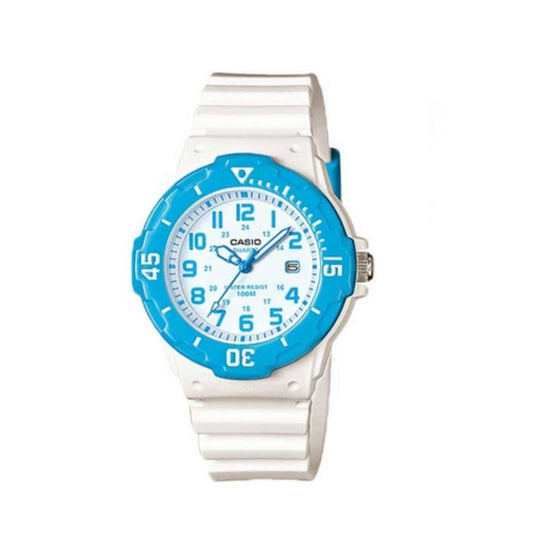 Casio Women's Watch Analogue White  Blue bezel