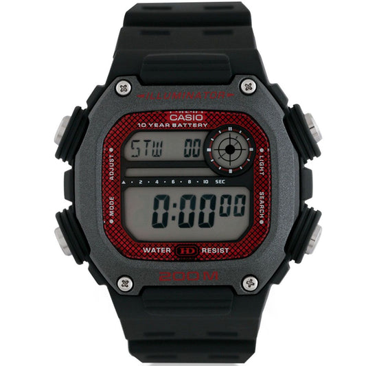 Casio  Resin Two-Tone Square Digital Watch For Men - Black