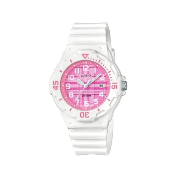 Casio White and Pink Ladies Analog Wrist Watch (LRW-200H-4CVDF)