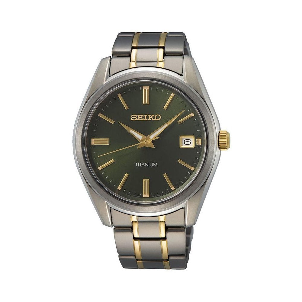 Seiko Men's Quartz Titanium Two Tone Watch SUR377P1