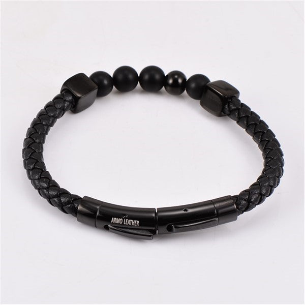 Armo Braided Black and Black Agate2 Size Adjustment Clasp