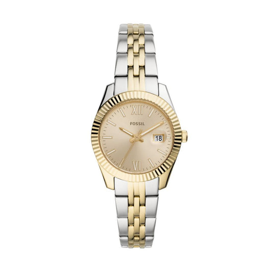Fossil Ladies Scarlette Mini Three-Hand Date Two-Tone Stainless Steel Watch - ES4949