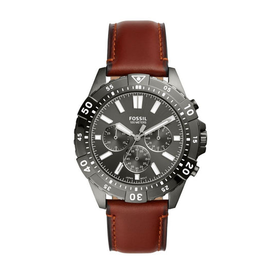 Fossil Men's Garrett Chronograph Brown Leather Watch - FS5770