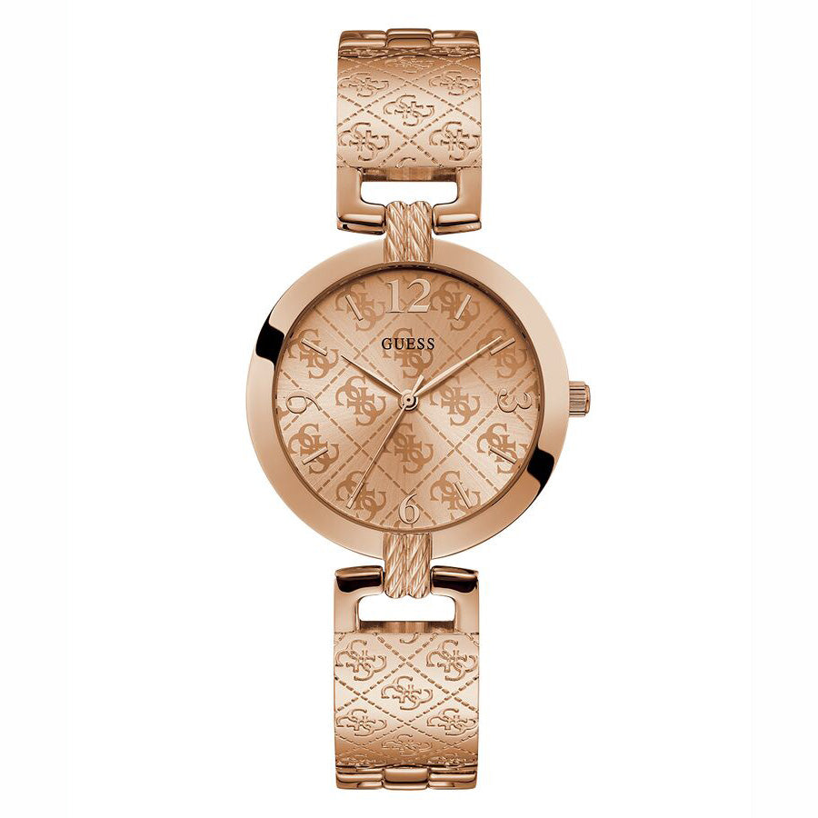 GUESS ROSE GOLD TONE CASE STAINLESS STEEL WATCH
