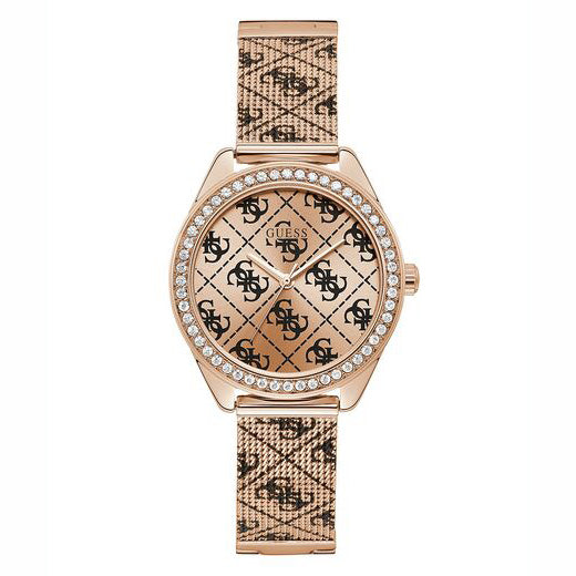 GUESS ROSE GOLD TONE STAINLESS STEEL/MESH WATCH