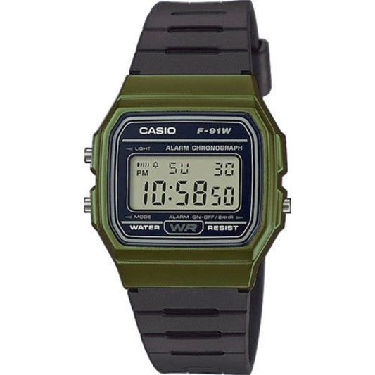 Casio Classic Green Silicone Quartz Fashion Men's  Watch F-91WM-3ADF