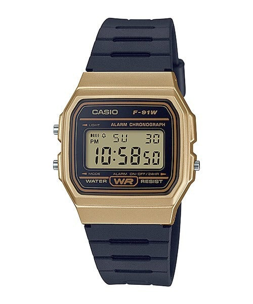 Casio Men's  Digital Watch - Black and Gold  F-91WM-9ADF