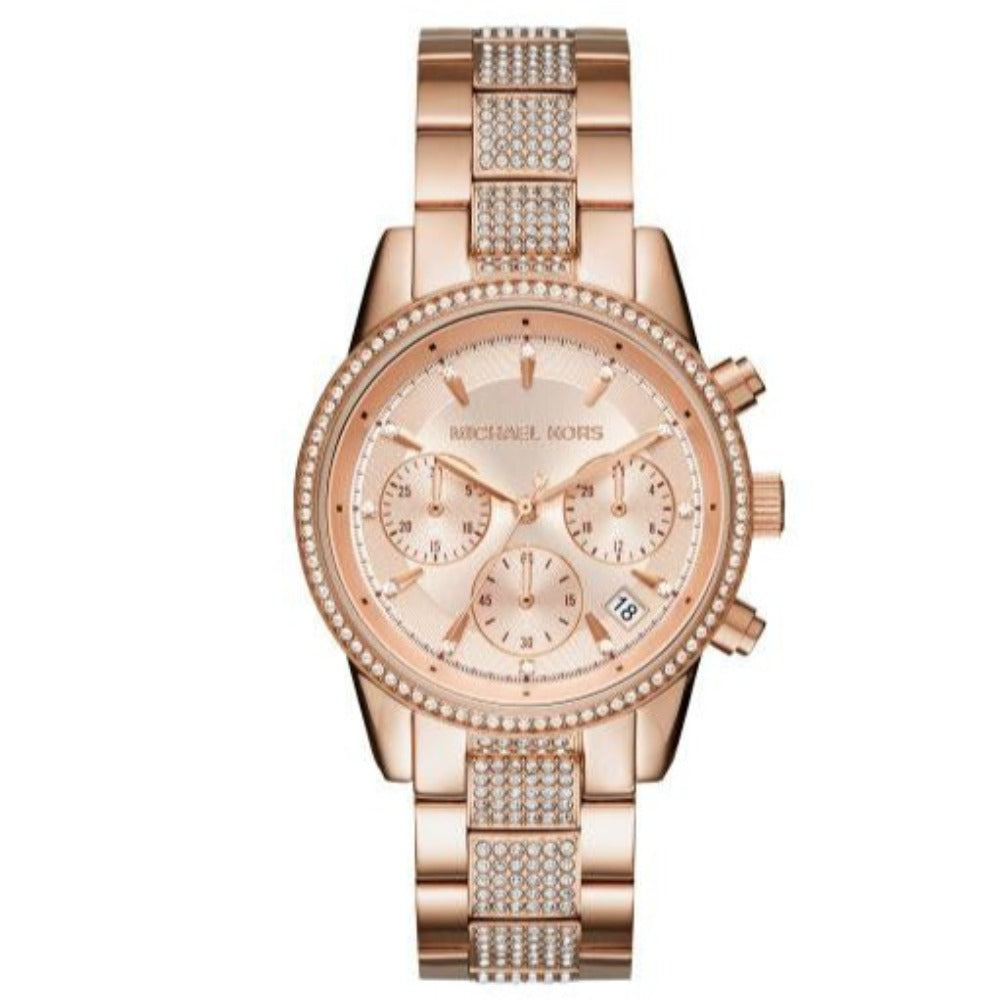 Michael Kors Ritz Chronograph Rose Gold-Tone Stainless Steel Watch