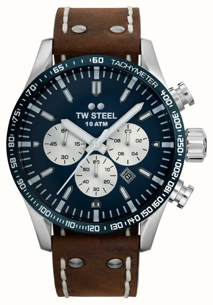 TW Steel Volante | Blue Chronograph Dial | Brown Leather Strap VS121